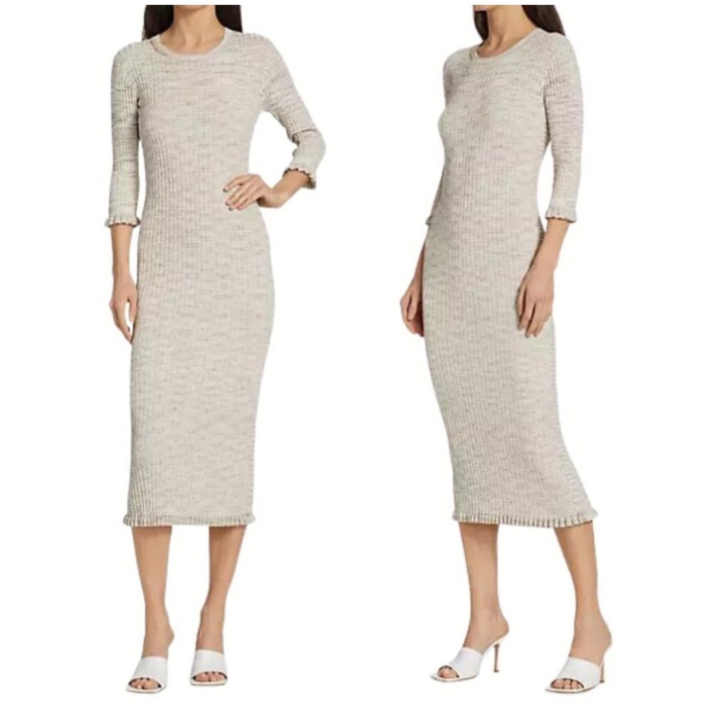 Veronica Beard Richie Ribbed Knit Space-Dyed Midi Dress